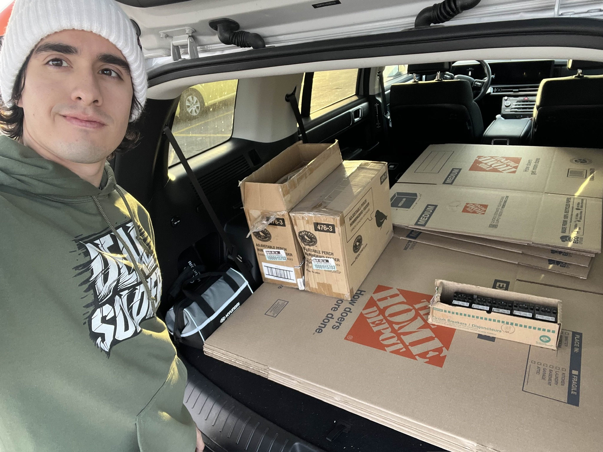 Deal Soldier member with a car load of Home Depot boxes