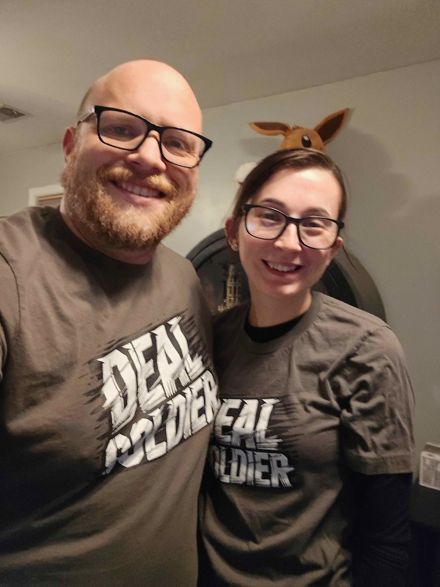 Two Deal Soldier members wearing Deal Soldier shirts