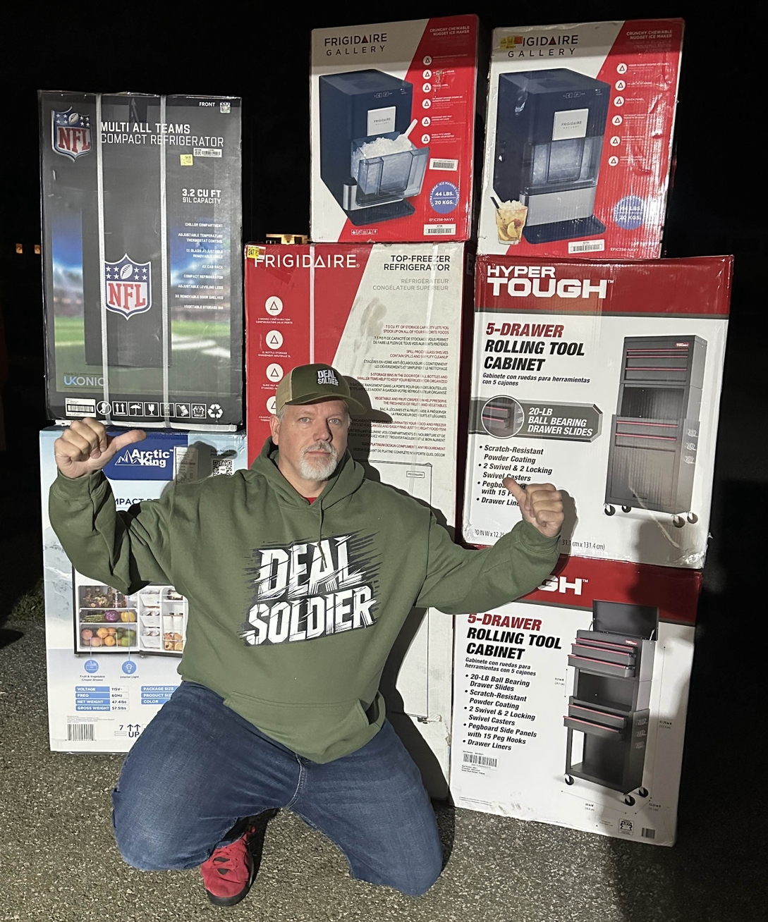 Member haul of NFL compact refrigerators and Frigidaire ice makers found on Walmart clearance.