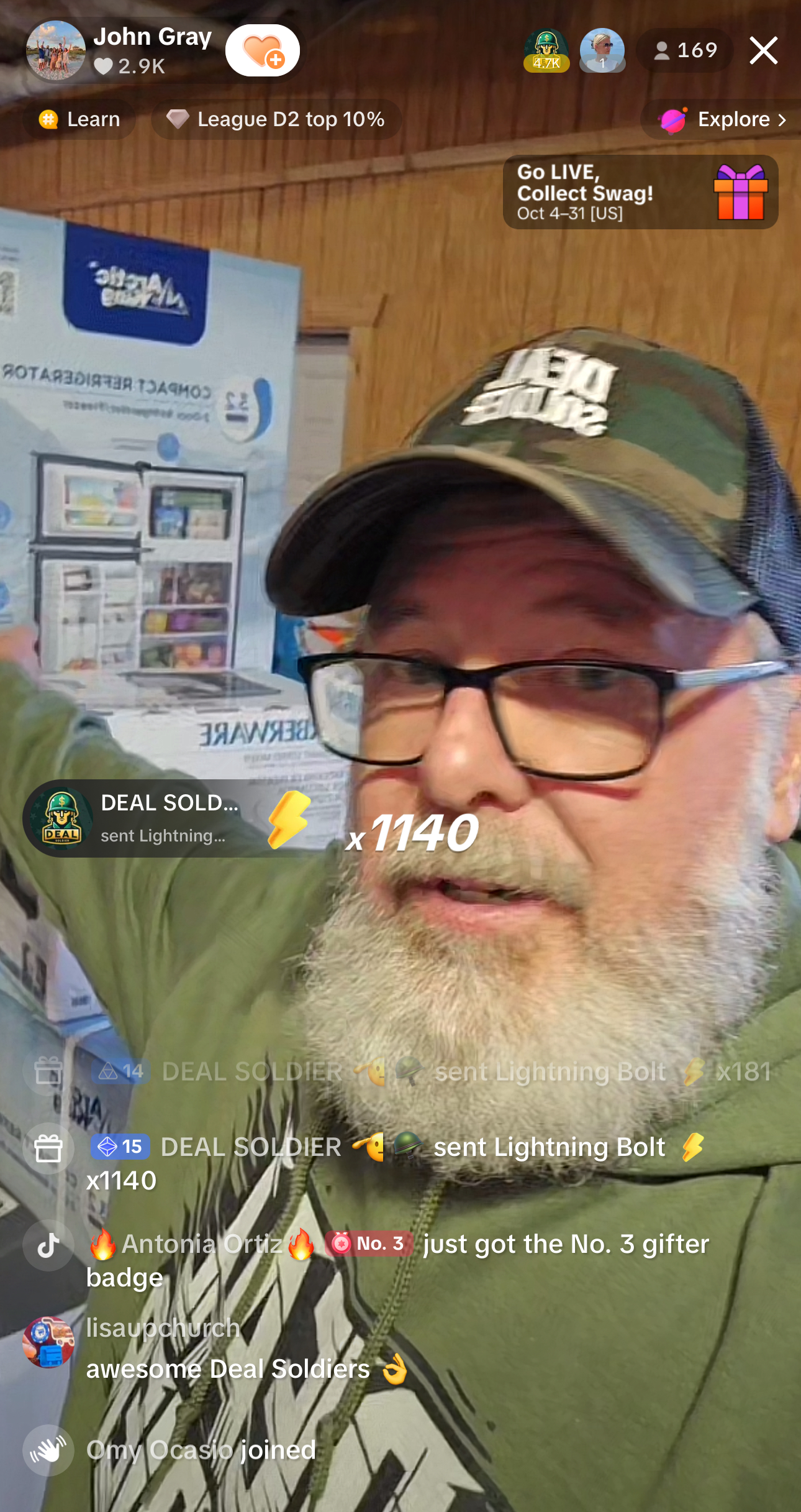 Deal Soldier live stream with active member chat and engagement.